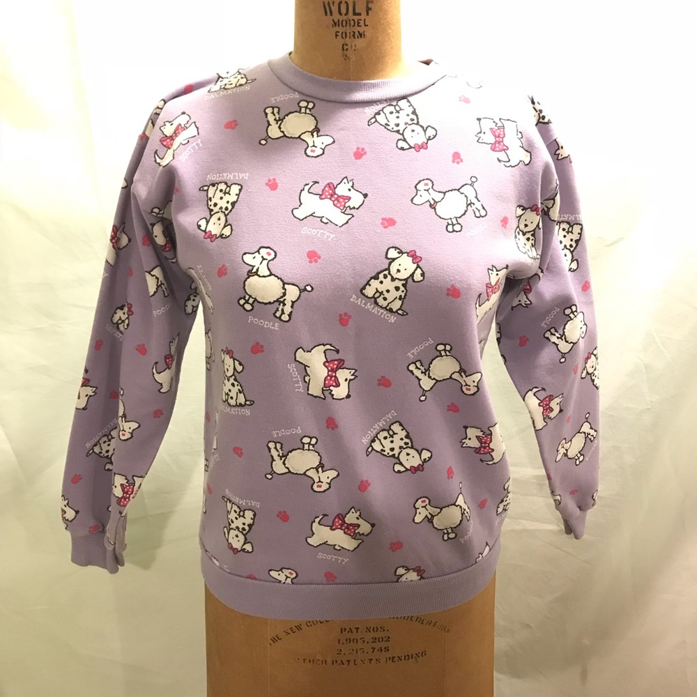 Vintage 80s Purple Dog Kawaii Harajuku Sweatshirt